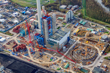 New ENBW Rhine Harbour steam power plant Karlsruhe in the district Daxlanden in Karlsruhe in the state Baden-Wuerttemberg, Germany from above