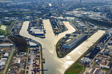 Karlsruhe Rhine ports in the district Mühlburg in Karlsruhe in the state Baden-Wuerttemberg, Germany