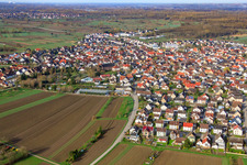 Aerial view of Feldstr in Au am Rhein in the state Baden-Wuerttemberg, Germany