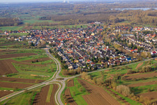 Aerial view of From the northeast in the district Illingen in Elchesheim-Illingen in the state Baden-Wuerttemberg, Germany