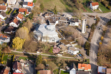Church tower and tower roof at the church building in the district Illingen in Elchesheim-Illingen in the state Baden-Wurttemberg