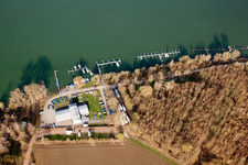 Aerial view of Rowing Club Rastatt 1898 eV in Elchesheim-Illingen in the state Baden-Wuerttemberg, Germany