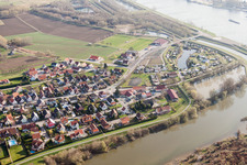 Oblique view of Riparian areas along the river mouth of the Sauer river in Munchhausen in Grand Est, France