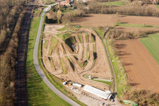 Aerial view of Racetrack racecourse of Moto club de Mothern in Mothern in Grand Est, France