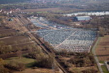 Aerial view of Harbor in Lauterbourg in the state Bas-Rhin, France