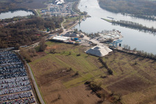 Harbor in Lauterbourg in the state Bas-Rhin, France from above