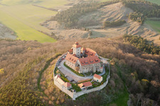 Aerial photograpy of Castle of the fortress Wachsenburg in Amt Wachsenburg in the state Thuringia