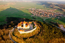 Oblique view of Castle of the fortress Wachsenburg in Amt Wachsenburg in the state Thuringia