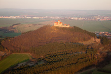 Castle of the fortress Wachsenburg in Amt Wachsenburg in the state Thuringia from above
