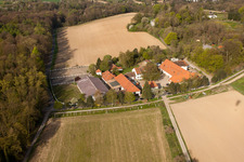 Aerial view of Rittnerthof in the district Durlach in Karlsruhe in the state Baden-Wuerttemberg, Germany