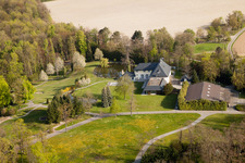 Aerial view of Former Schmieder villa in the district Durlach in Karlsruhe in the state Baden-Wuerttemberg, Germany