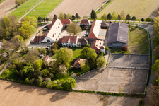 Rittnerthof in the district Durlach in Karlsruhe in the state Baden-Wuerttemberg, Germany from the plane