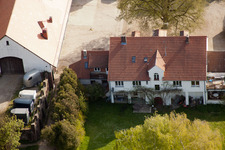 Bird's eye view of Rittnerthof in the district Durlach in Karlsruhe in the state Baden-Wuerttemberg, Germany