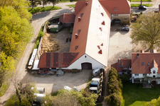 Rittnerthof in the district Durlach in Karlsruhe in the state Baden-Wuerttemberg, Germany viewn from the air