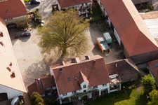 Drone recording of Rittnerthof in the district Durlach in Karlsruhe in the state Baden-Wuerttemberg, Germany