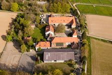 Rittnerthof in the district Durlach in Karlsruhe in the state Baden-Wuerttemberg, Germany from a drone