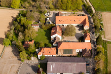 Rittnerthof in the district Durlach in Karlsruhe in the state Baden-Wuerttemberg, Germany seen from a drone