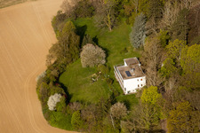Aerial view of Rittnerthaus of the Bratzler family, Jean-Ritzert-Straße 2 in the district Durlach in Karlsruhe in the state Baden-Wuerttemberg, Germany