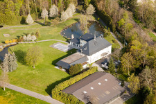 Former Schmieder villa in the district Durlach in Karlsruhe in the state Baden-Wuerttemberg, Germany from above