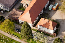 Drone recording of Rittnerthof in the district Durlach in Karlsruhe in the state Baden-Wuerttemberg, Germany