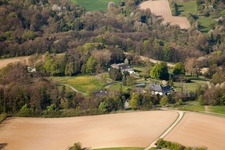 Former Schmieder villa in the district Durlach in Karlsruhe in the state Baden-Wuerttemberg, Germany seen from above