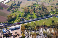 Biotope and railway line on Reetzstr in the district Berghausen in Pfinztal in the state Baden-Wuerttemberg, Germany
