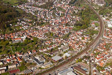 School building of the Ludwig-Marum-Gymnasium Pfinztal in the district Berghausen in Pfinztal in the state Baden-Wurttemberg out of the air