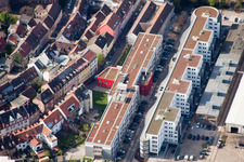 Aerial view of Development area of industrial conversion project zur Giesserei in the district Durlach in Karlsruhe in the state Baden-Wurttemberg