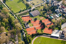 Aerial view of Tennis Club at the Turmberg Stadium in the district Durlach in Karlsruhe in the state Baden-Wuerttemberg, Germany