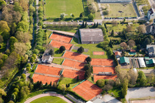 Aerial photograpy of Tennis Club at the Turmberg Stadium in the district Durlach in Karlsruhe in the state Baden-Wuerttemberg, Germany