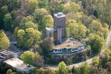 Structure of the observation tower on the Turmberg with Gourmetrestaurant Anders in the district Durlach in Karlsruhe in the state Baden-Wurttemberg