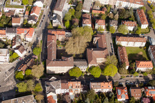 Aerial view of Markgrafen-Gymnasium in the district Durlach in Karlsruhe in the state Baden-Wuerttemberg, Germany