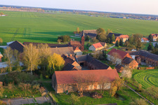 Aerial view of Höfgen district in the district Welsickendorf in Niederer Fläming in the state Brandenburg, Germany