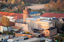 Aerial view of Church building of the Nikolai-church in Old Town- center of downtown in Jueterbog in the state Brandenburg
