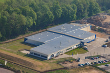 Oblique view of Horst Industrial Estate, Alfa Aesar in the district Minderslachen in Kandel in the state Rhineland-Palatinate, Germany