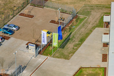 Horst Industrial Estate, Alfa Aesar in the district Minderslachen in Kandel in the state Rhineland-Palatinate, Germany seen from above