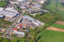 Aerial photograpy of Union Building Center Hornbach Kandel in the district Minderslachen in Kandel in the state Rhineland-Palatinate, Germany