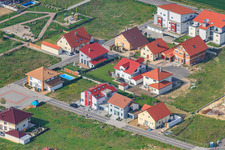 Aerial view of New buildings on Höhenweg in Kandel in the state Rhineland-Palatinate, Germany