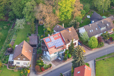 Aerial view of Hohenwettersbacher Street in the district Grünwettersbach in Karlsruhe in the state Baden-Wuerttemberg, Germany