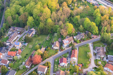 Aerial photograpy of To the forest in the district Grünwettersbach in Karlsruhe in the state Baden-Wuerttemberg, Germany