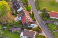 Oblique view of Hohenwettersbacher Street in the district Grünwettersbach in Karlsruhe in the state Baden-Wuerttemberg, Germany