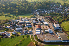 Schießhüttencenter industrial park from the west in the district Langensteinbach in Karlsbad in the state Baden-Wuerttemberg, Germany