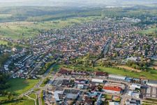 Town View of the streets and houses of the residential areas in the district Langensteinbach in Karlsbad in the state Baden-Wurttemberg, Germany