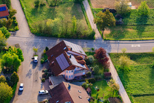 Traminerstr in the district Stupferich in Karlsruhe in the state Baden-Wuerttemberg, Germany from the plane