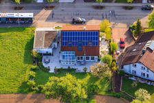 Rieslingstr in the district Stupferich in Karlsruhe in the state Baden-Wuerttemberg, Germany seen from above