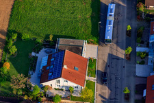 Aerial photograpy of Rieslingstr in the district Stupferich in Karlsruhe in the state Baden-Wuerttemberg, Germany