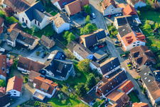 Palmbacher Street in the district Stupferich in Karlsruhe in the state Baden-Wuerttemberg, Germany from the drone perspective