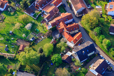 Palmbacher Street in the district Stupferich in Karlsruhe in the state Baden-Wuerttemberg, Germany from a drone