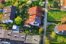 Palmbacher Street in the district Stupferich in Karlsruhe in the state Baden-Wuerttemberg, Germany seen from a drone
