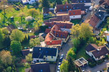 Aerial photograpy of Palmbacher Street in the district Stupferich in Karlsruhe in the state Baden-Wuerttemberg, Germany